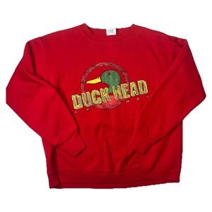 Vtg Duck Head Sweatshirt Logo Red Size Large